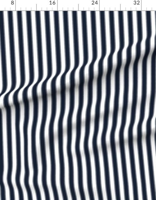 Fabric in Serrated Twilight Blue Classic Stripe on White