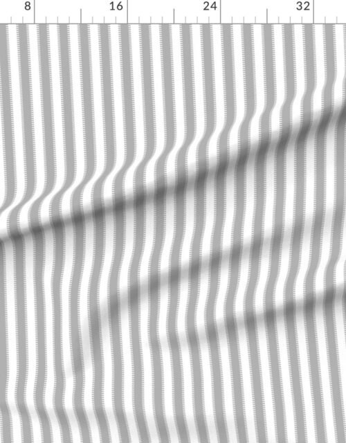 Fabric in Serrated Silver Tinsel Classic Stripe on White
