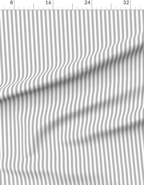 Fabric in Serrated Silver Tinsel Mini Stripe on White