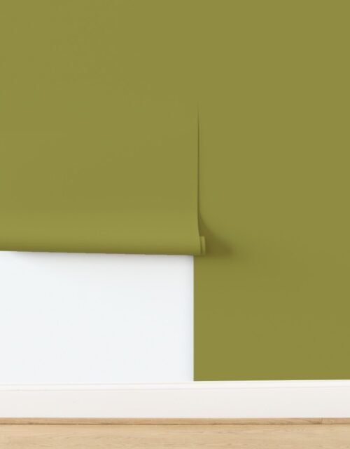 Solid Burnt Avocado Green Retro 70s Kitchen Vibe with Corduroy Charm Wallpaper