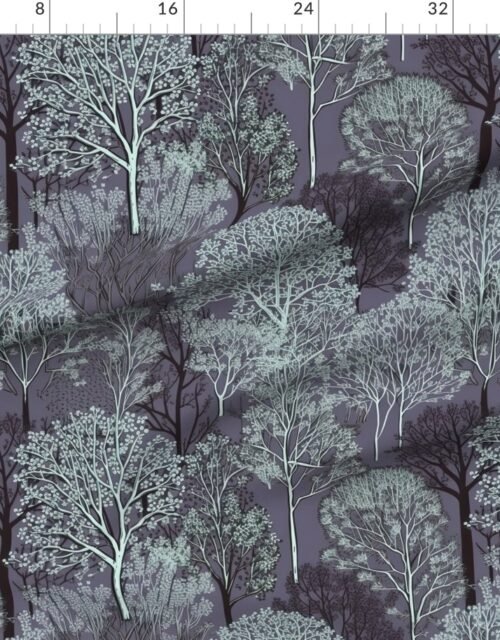 Fabric in New England Endless Forest Trees in Twilight Blue Winter
