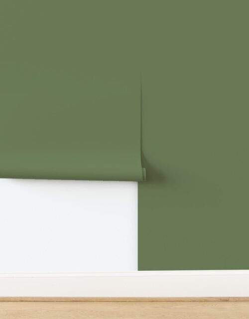 Reindeer Olive Muted Earthy Green Christmas Solid with Woodland Charm Wallpaper