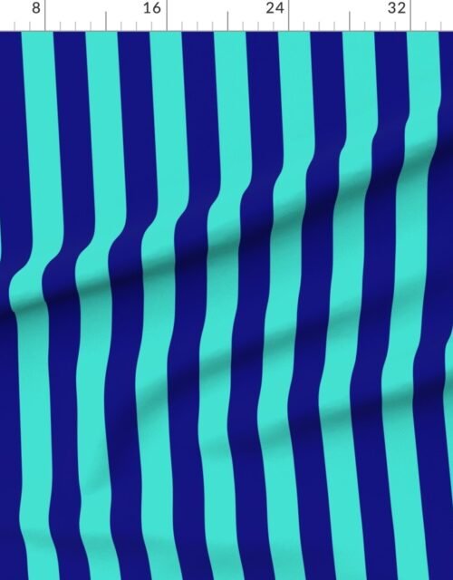 Fabric in Bold Coastal Classic Navy Blue and Turquoise Cabana Tent Stripe