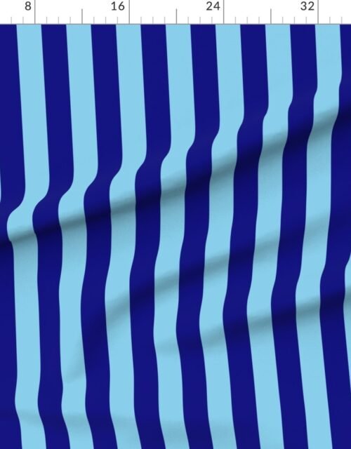 Fabric in Bold Coastal Classic Navy Blue and Sky Blue Cabana Tent Stripe