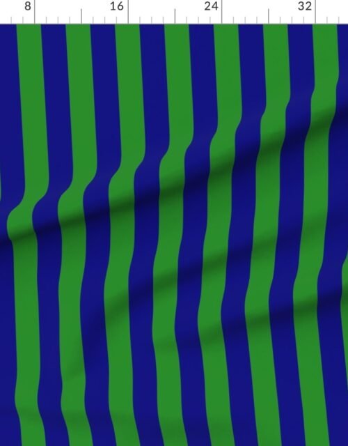 Fabric in Bold Coastal Classic Navy Blue and Forest Green Cabana Tent Stripe
