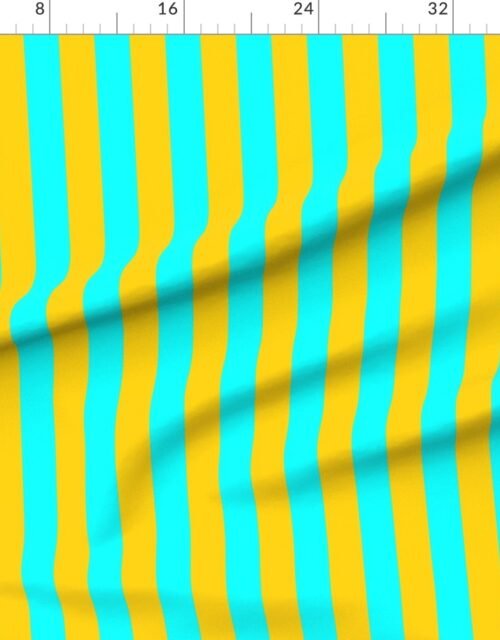Fabric in Bold Coastal Classic Yellow and Aqua Cabana Tent Stripe