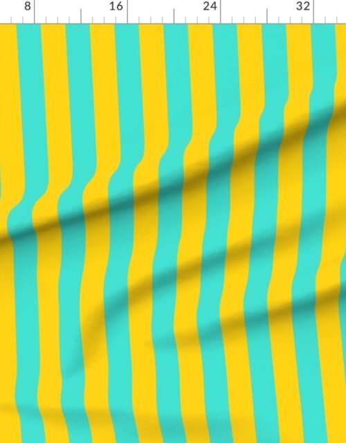 Fabric in Bold Coastal Classic Yellow and Turquoise Cabana Tent Stripe