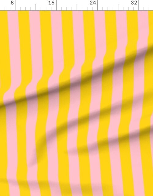 Fabric in Bold Coastal Classic Yellow and Pink Cabana Tent Stripe