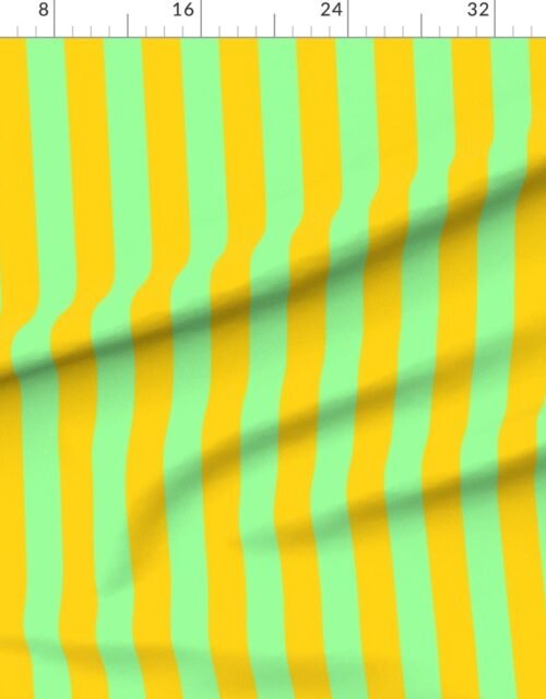 Fabric in Bold Coastal Classic Yellow and Mint Green Cabana Tent Stripe