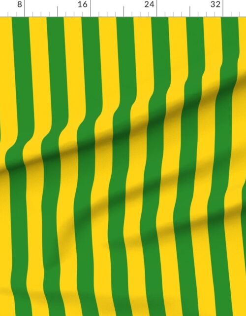 Fabric in Bold Coastal Classic Yellow and Forest Green Cabana Tent Stripe