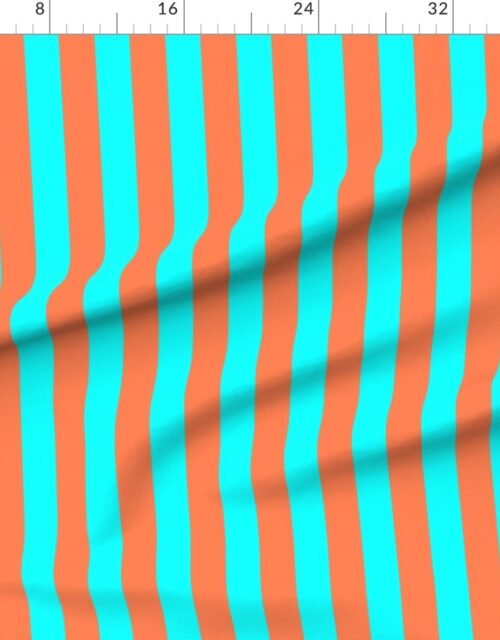 Fabric in Bold Coastal Classic Coral and Aqua Cabana Tent Stripe
