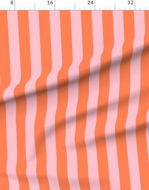 Fabric in Bold Coastal Classic Coral and Pink Cabana Tent Stripe