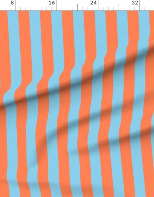 Fabric in Bold Coastal Classic Coral and Sky Blue Cabana Tent Stripe