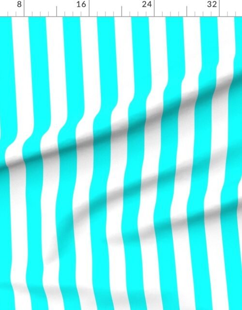 Fabric in Bold Coastal Classic Aqua and White Cabana Tent Stripe
