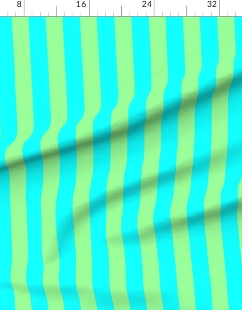Fabric in Bold Coastal Classic Aqua and Mint Green Cabana Tent Stripe