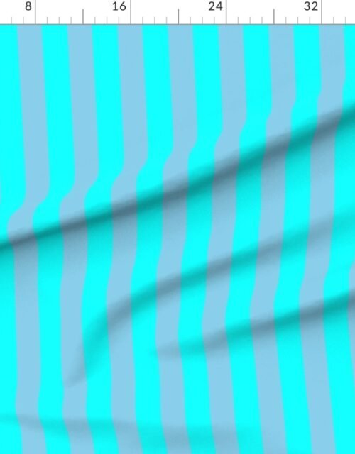 Fabric in Bold Coastal Classic Aqua and Sky Blue Cabana Tent Stripe