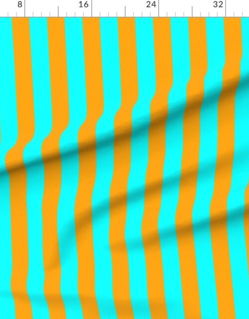 Fabric in Bold Coastal Classic Aqua and Bright Orange Cabana Tent Stripe