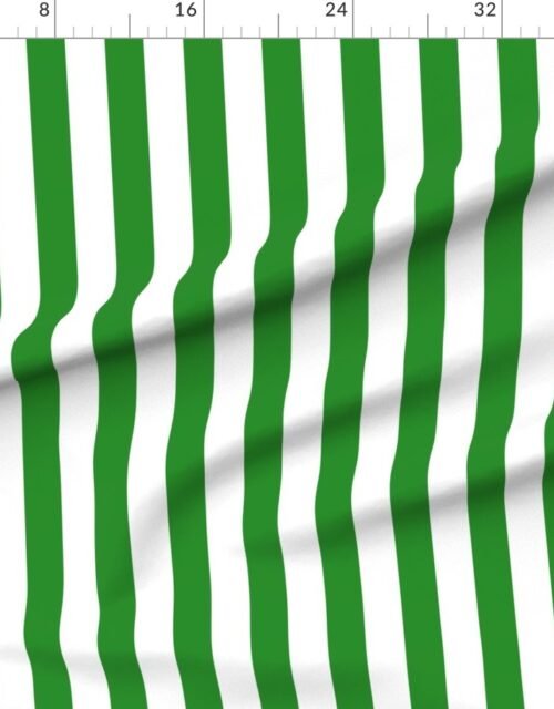 Fabric in Bold Coastal Classic Forest Green and White Cabana Tent Stripe