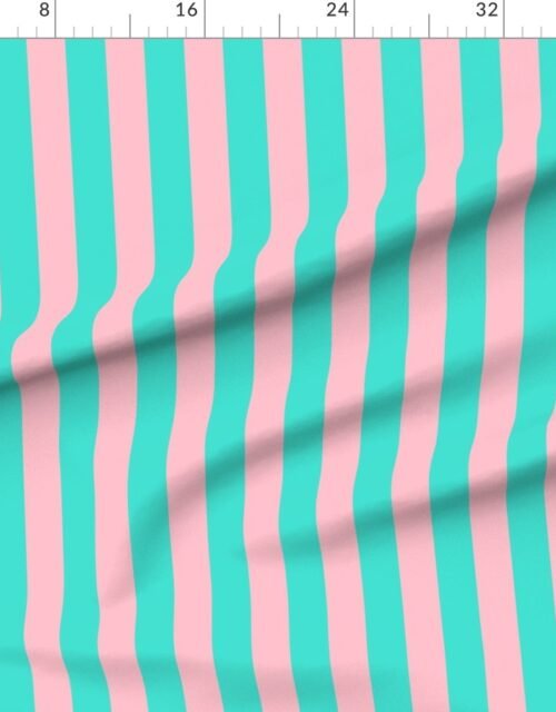 Fabric in Bold Coastal Classic Turquoise and Pink Cabana Tent Stripe