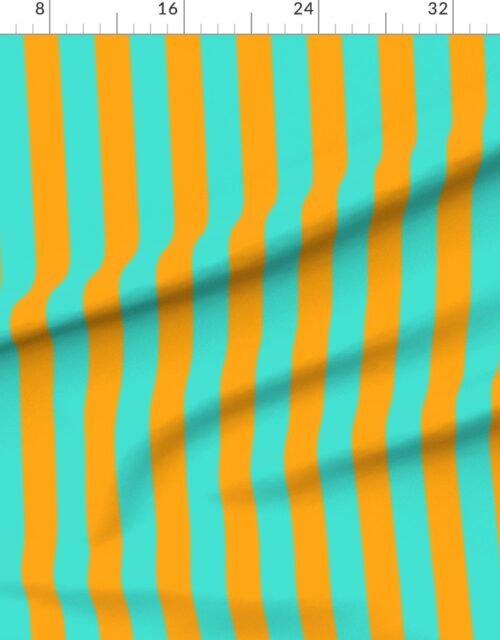 Fabric in Bold Coastal Classic Turquoise and Bright Orange Cabana Tent Stripe