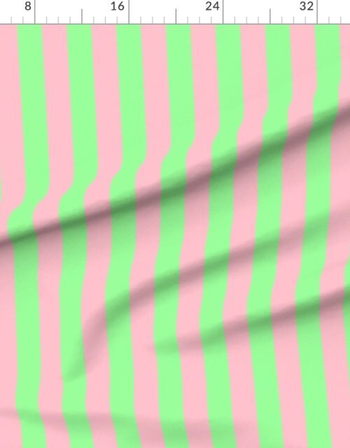 Fabric in Bold Coastal Classic Pink and Mint Green Cabana Tent Stripe