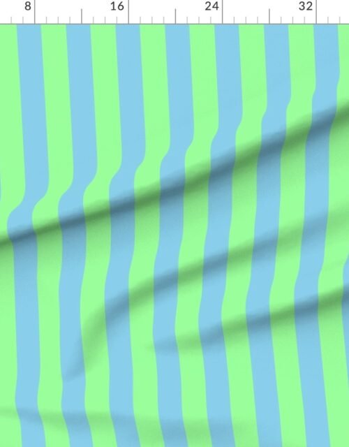 Fabric in Bold Coastal Classic Mint Green and Sky Blue Cabana Tent Stripe