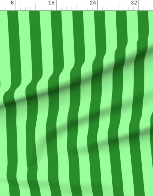 Fabric in Bold Coastal Classic Mint Green and Forest Green Cabana Tent Stripe