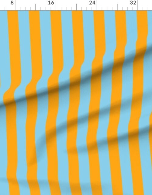Fabric in Bold Coastal Classic Sky Blue and Bright Orange Cabana Tent Stripe