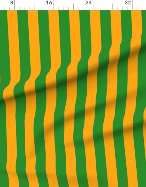 Fabric in Bold Coastal Classic Bright Orange and Forest Green Cabana Tent Stripe