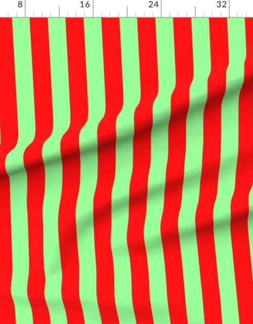 Fabric in Bold Coastal Classic Red and Mint Green Cabana Tent Stripe