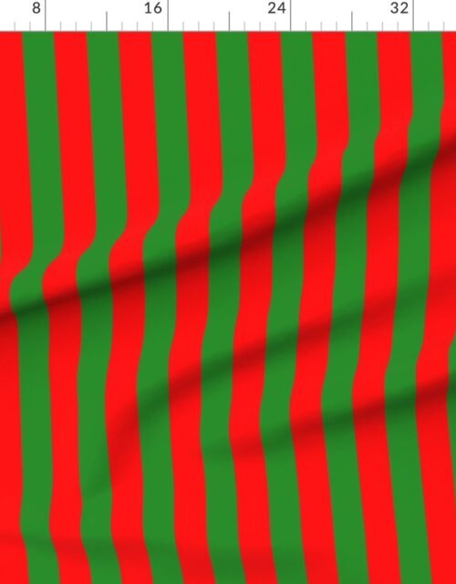 Fabric in Bold Coastal Classic Red and Forest Green Cabana Tent Stripe