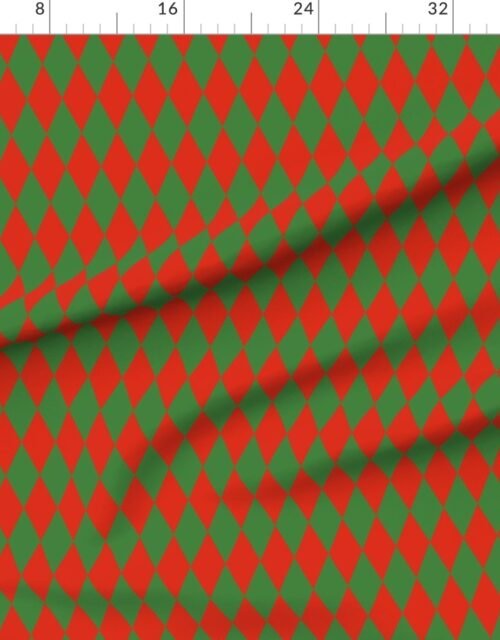 Fabric in Red Green Christmas Harlequin Diamond Check 2 inch