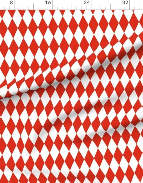 Fabric in Red white Christmas Harlequin Diamond Check 2 inch