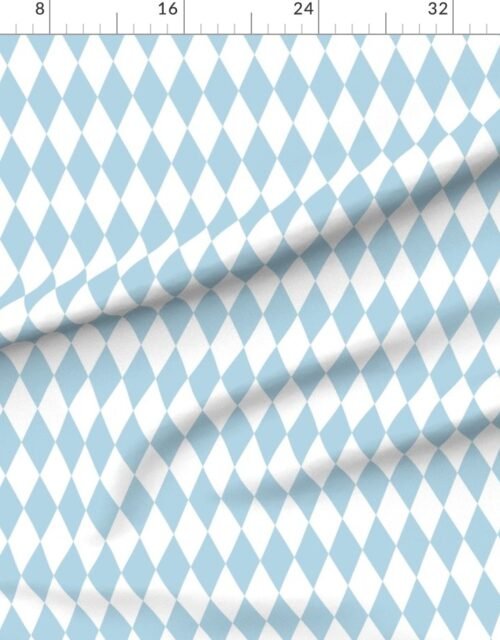 Fabric in Frosted Sky Blue Soft Winter Blue Christmas Harlequin Diamond Check 2 Inch