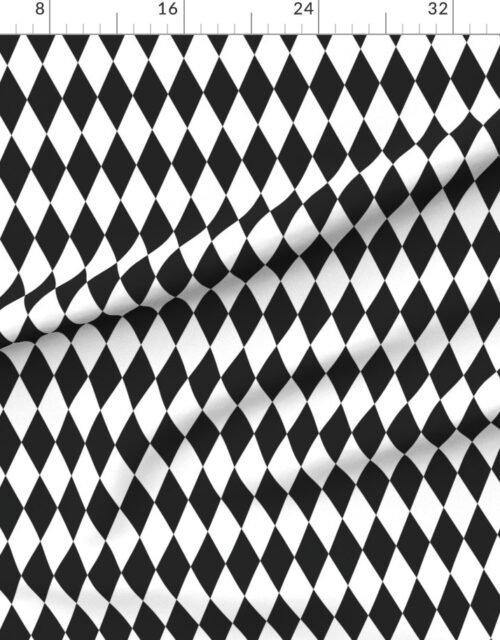 Fabric in Coal Black Moody Luxe Christmas Harlequin Diamond Check 2 Inch