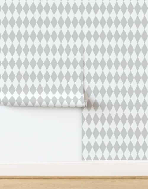 Winter Dove Gray Soft Warm Gray Christmas Harlequin Diamond Check 2 Inch Wallpaper
