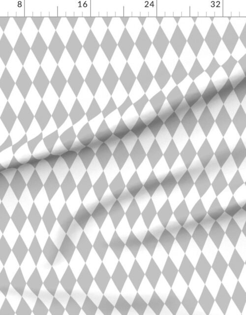 Fabric in Icicle Silver Shimmery Frost Christmas Harlequin Diamond Check 2 Inch