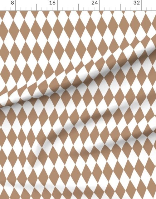 Fabric in Reindeer Tan Soft Brown Christmas Harlequin Diamond Check 2 Inch