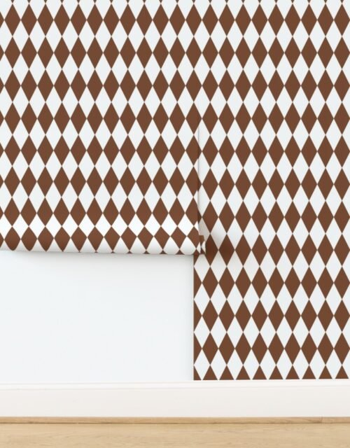 Gingerbread Spice Brown Classic Holiday Christmas Harlequin Diamond Check Wallpaper