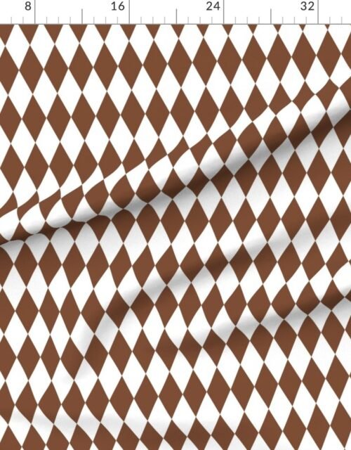 Fabric in Gingerbread Spice Brown Classic Holiday Christmas Harlequin Diamond Check