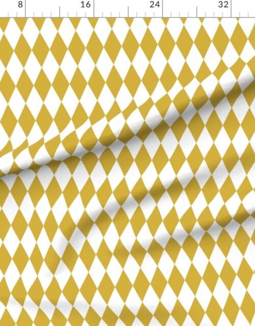 Fabric in Gold Tinsel Shine Traditional Christmas Gold Harlequin Diamond Check 2 Inch