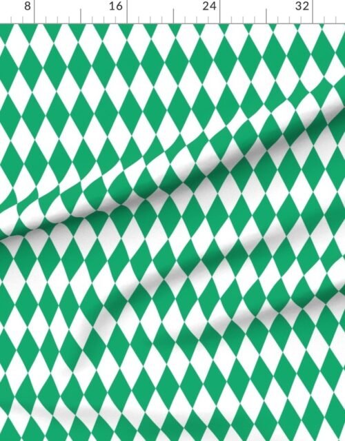 Fabric in Elf Green Bright Playful Green Christmas Harlequin Diamond Check 2 Inch