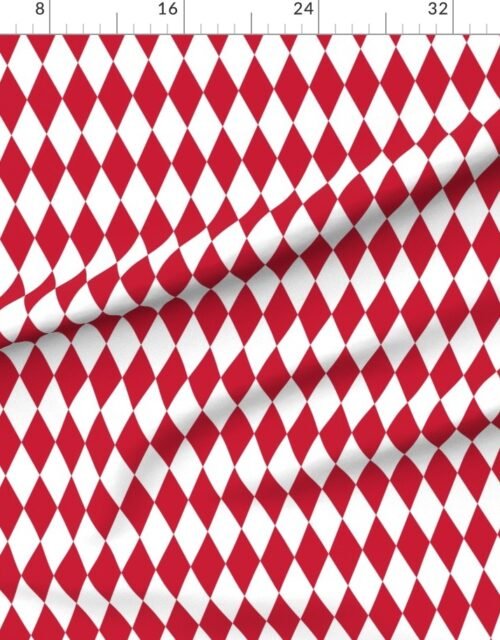 Fabric in Holly Berry Red Classic Christmas Red Harlequin Diamond Check 2 Inch