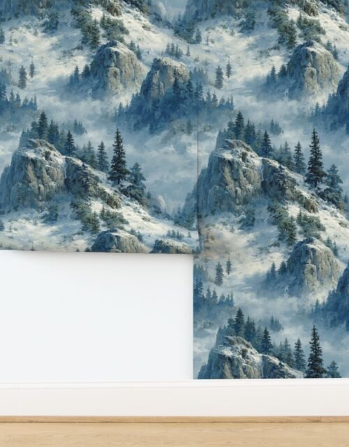 Olympic National Park Winter Christmas Watercolor Landscape Wallpaper