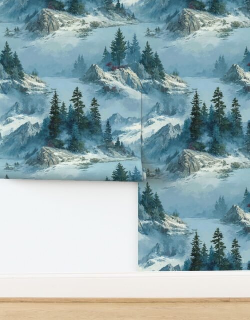 Olympic National Park Winter Christmas Watercolor Landscape Wallpaper