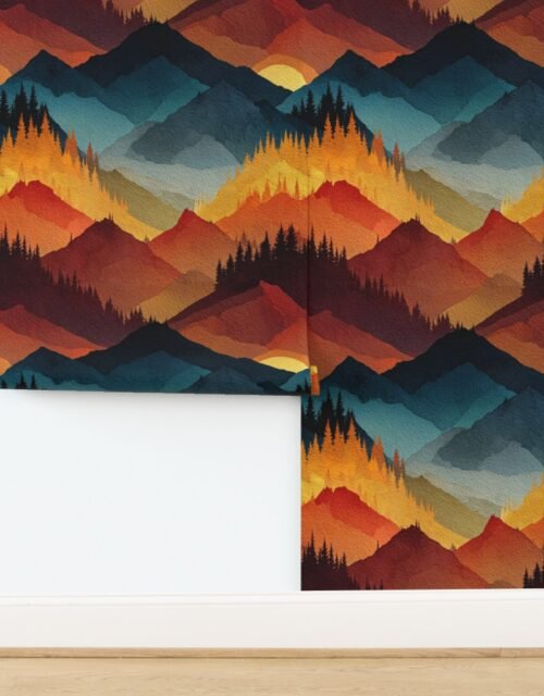 Olympic National Park Autumn Watercolor Forest Landscape Wallpaper