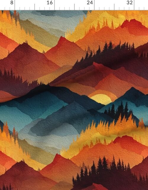 Olympic National Park Autumn Watercolor Forest Landscape
