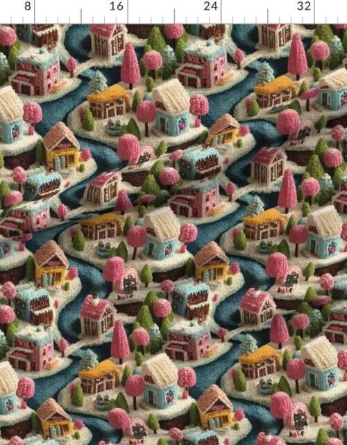 Fabric in Whimsical Crocheted Christmas Candy Land Village