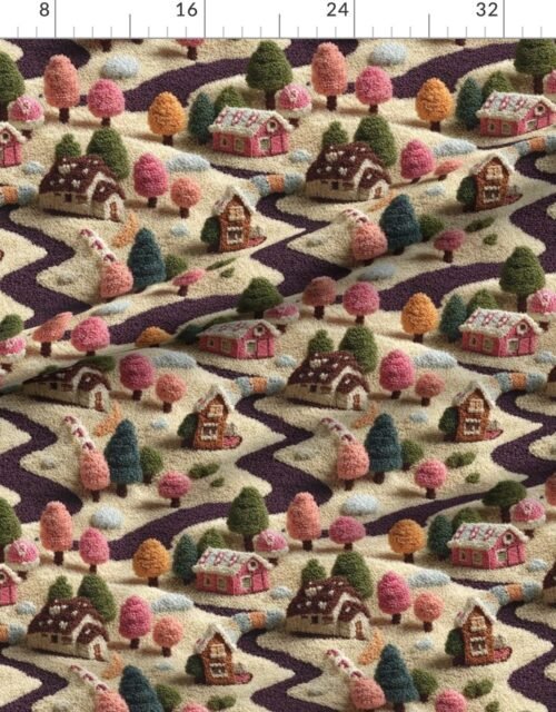 Fabric in Caramel Cocoa Crocheted Candy Land Village