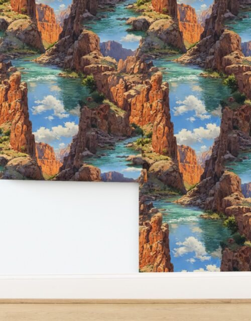 Summer Sun Over the Grand Canyon Watercolor Landscape Wallpaper